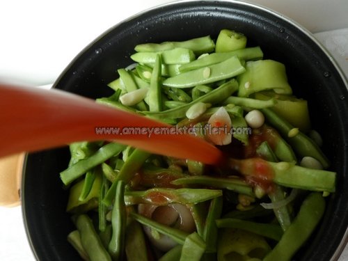kolay zeytinyağlı fasulye dizmesi